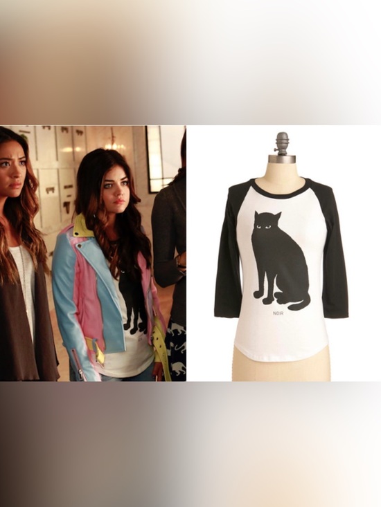 FluffyCo Tops - NWT ModCloth FluffyCo Noir Black Cat Raglan Shirt Pretty Little Liars XL